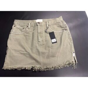 One Teaspoon NWT High Waisted 2020 Mini Denim‎ Skirt Military Khaki 33 MSRP $110